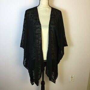 New! Umgee Open Front Kimono Cardigan Top M/L Womans Black Polka Dot Sheer Boho